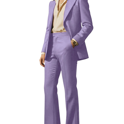 Men's Retro Wide Leg Suit 2PCS Suit Blazer and Flared Pants Fashion Streetwear Wedding Prom Party Business Jacket Tuxedo Outfit