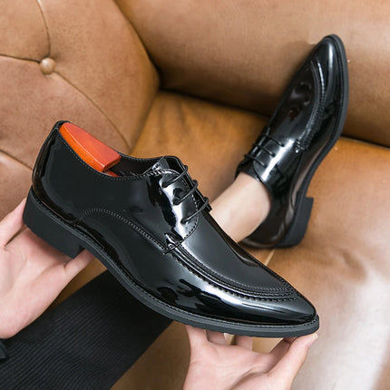 Italian Oxford Shoes For Men Luxury Patent Leather Wedding Shoes Pointed Toe Dress Leather Shoes Classic Original Derbies Shoes