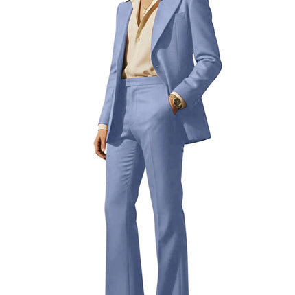 Men's Retro Wide Leg Suit 2PCS Suit Blazer and Flared Pants Fashion Streetwear Wedding Prom Party Business Jacket Tuxedo Outfit