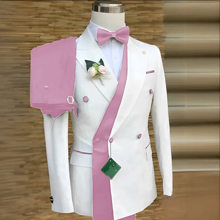 Double Breasted Formal Suits for Men Business Prom Blazer with Pants Wedding Groom Tuxedo Male Suits Custom 2 Pieces Suit Jacket