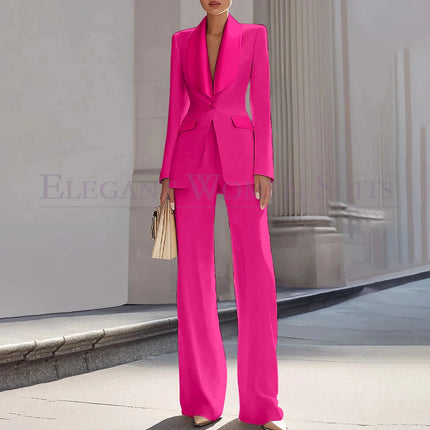 Customzied Women's Suits Blazer Luxury One-Button Shawl Lapel Slim Fit 2 Piece Jacket Pants Sets Evening Female Clothing Outfits