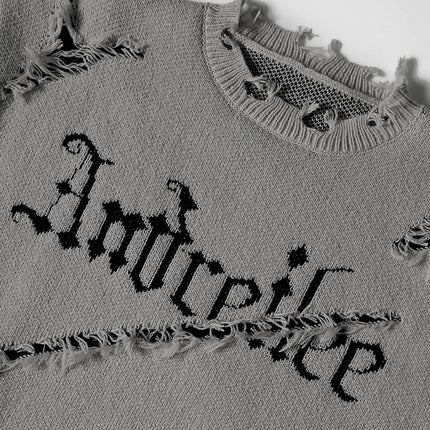 2025 New Men Distressed Sweater Hip Hop Pullover Vintage Casual Knitwear Top Streetwear Fashion Autumn Winter