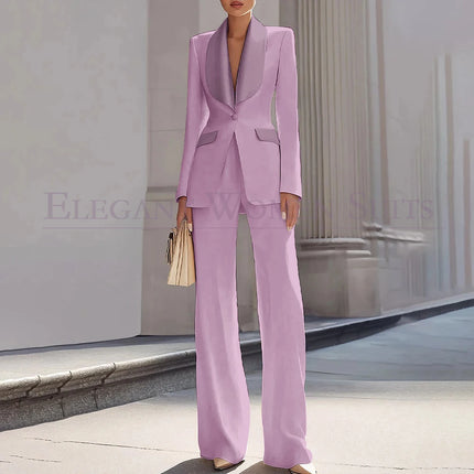 Customzied Women's Suits Blazer Luxury One-Button Shawl Lapel Slim Fit 2 Piece Jacket Pants Sets Evening Female Clothing Outfits