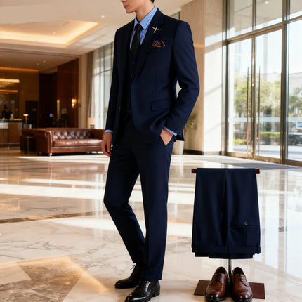 Men's Professional Business Attire Suit Set with Waistcoat And Trousers for Wedding Formal Wear