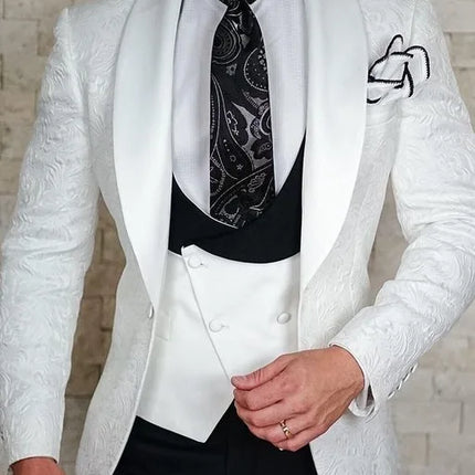 Men's Wedding Suit 2023 Italian Design Custom Black Smoking Tuxedo Jacket 3-piece Set (coat Vest Pants) Men's Groom Terno Suit