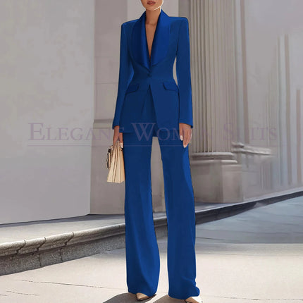 Customzied Women's Suits Blazer Luxury One-Button Shawl Lapel Slim Fit 2 Piece Jacket Pants Sets Evening Female Clothing Outfits