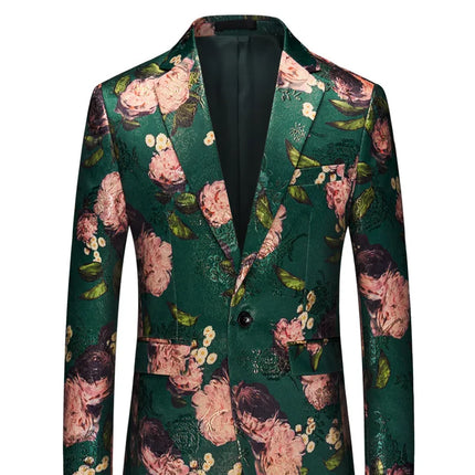 Men's Oversized Single-breasted Printed Suit Jackets Fashion Trim Dress Suit Coats Men Business Wedding Luxury Jacquard Blazers