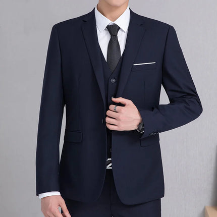2026 Men Suit Coat Fashion Solid Color Turn Down Collar Male Outerwear Single-breasted Long Sleeve Business Versatile Man Jacket