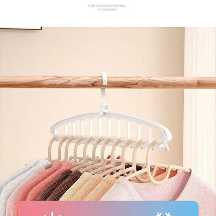 Multi-functional Folding 11-Hole Hanger Closet Organizer Rack Space-saving Multi-tier Hanging Rack Indoor Clothes Drying Rack