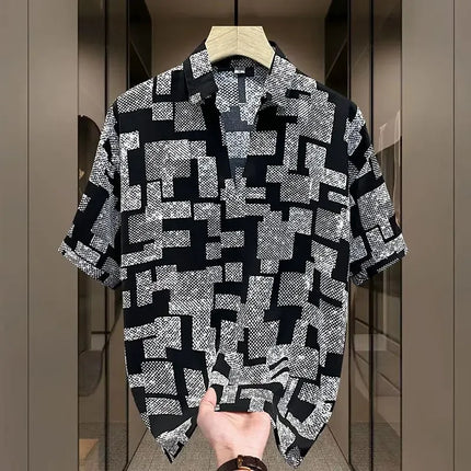 Elegant Fashion Harajuku Slim Fit Ropa Hombre Loose Casual Sport All Match T-shirts Printed Thin Style Short Sleeve Polo Shirts