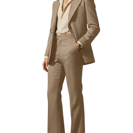 Men's Retro Wide Leg Suit 2PCS Suit Blazer and Flared Pants Fashion Streetwear Wedding Prom Party Business Jacket Tuxedo Outfit
