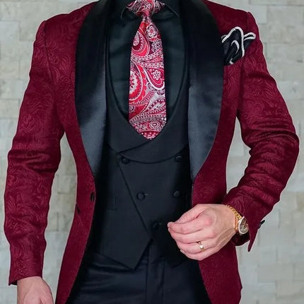 Men's Wedding Suit 2023 Italian Design Custom Black Smoking Tuxedo Jacket 3-piece Set (coat Vest Pants) Men's Groom Terno Suit