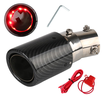 With LED Flashing Decorative Light Racing Car Muffler Exhaust Pipe 63-65mm Tail Vent Flaming Luminous Motorcycle Universal DIY