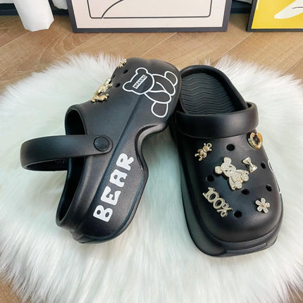 10cm Women's Cave Shoes Thick Bottom High Heels Garden Shoes Summer Anti-slip Cartoon Accessories Sandals Beach Slippers