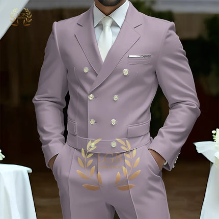 Men's 2-Piece Formal Suit, Double-Breasted Exquisite Buttons, Suit + Trousers, High-End Ceremonies Use