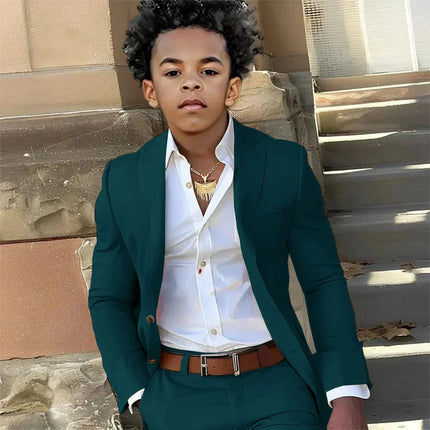 Casual Suit Boys Wedding Tuxedo Light Green Jacket Pants 2 Piece Set Formal Clothes Holiday Party Blazer Kids Custom Outfit