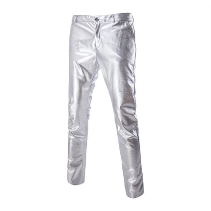 Men's Suit Slim Fit 2 Piece Sets Solid Shiny Party Gold Silver Suits for Men Wedding Prom Blazer Jacket and Pants Stage Costume