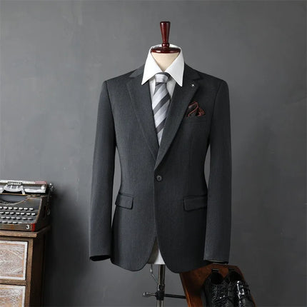 Man Suit Coat Simple Solid Color Single-breasted Male Outerwear Slim Simple Long Sleeve Versatile Wedding Office Men Blazer