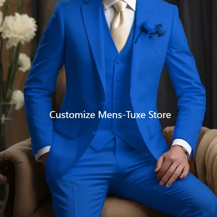 Elegant Wedding Men's Suits  Blazer Slim Fit 3 Pcs Jacket Pants Vest Luxury Costume Homme Formal Party Male Clothing
