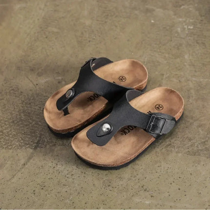 Children Summer Beach Slippers Boys Girls Fashion Cork Sole Flip-flops Outdoor Sandals Soft Sole Anti-Slip Kids Casual Slippers
