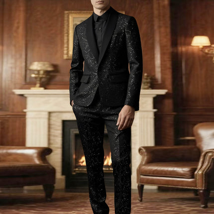 Mens Shiny Suit Jacket And Pants Set