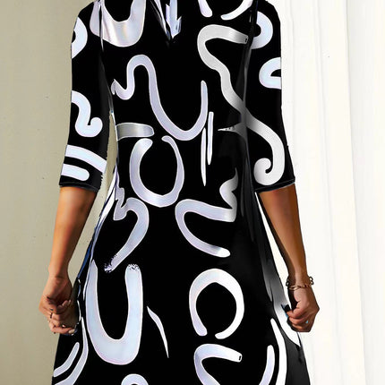 Fashion Printing Dress Polyester Women