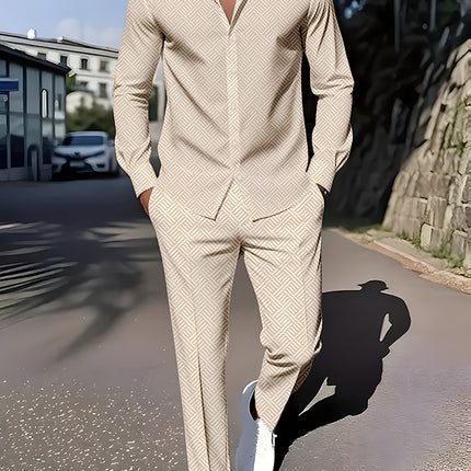 Spring And Autumn Plaid Square Grain Printing Comfortable Basic Commuting Men's Suit