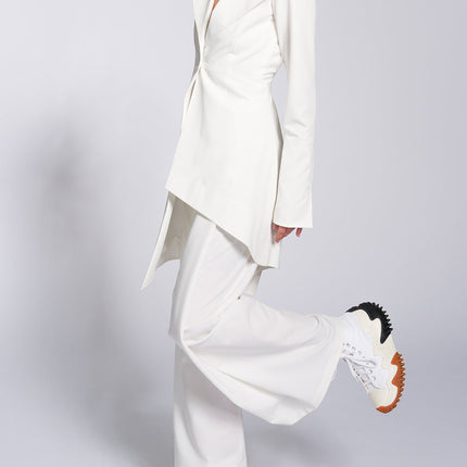 Irregular Hem Jacket & Pants Suit