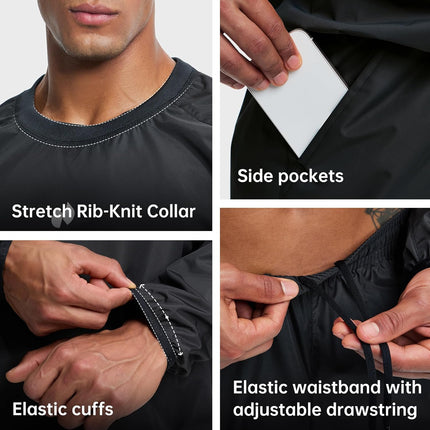 Sauna Suit Men anti Rip Sweat Suits Gym Boxing Workout Jackets