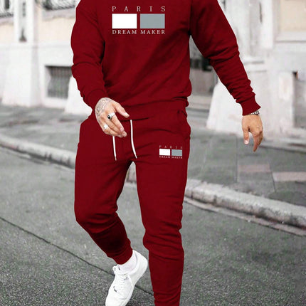 Round Neck Sweater Casual Sports Suit European Size Men's Clothing