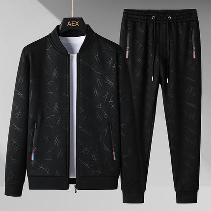 Mens Stand-Up Collar Sportswear Casual Two-Piece Set