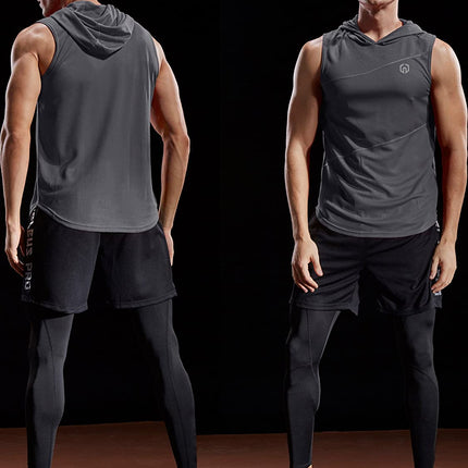Dry Fit Workout Athletic Muscle Tank Top Running Shirts with Hoods