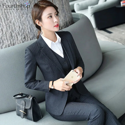 Women Suits Business Work Uniform Office Lady Formal Pant Suits Female Autumn Winter 2023 New 2 Piece Sets Clothes Outfits