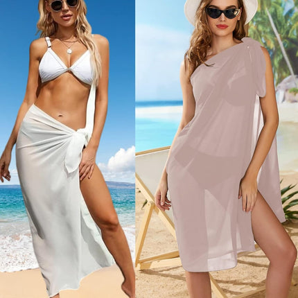 2 Pieces Sarong Coverups for Women Chiffon Long Bathing Suit Wrap Skirt Sheer Bikini Swimsuit Skirt