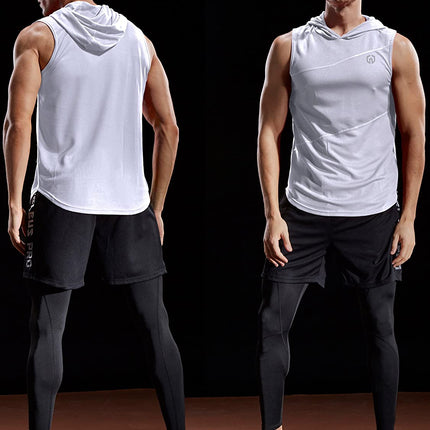Dry Fit Workout Athletic Muscle Tank Top Running Shirts with Hoods