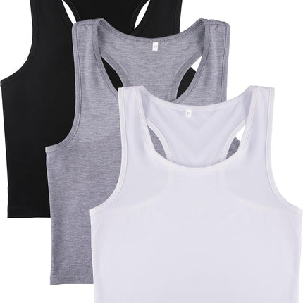 3 Pieces Crop Tops for Women, Workout Tops Basic Cropped Tank Tops Sleeveless Racerback Sports Gym Crop Tank for Teen Girls