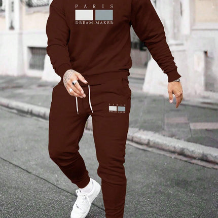Round Neck Sweater Casual Sports Suit European Size Men's Clothing