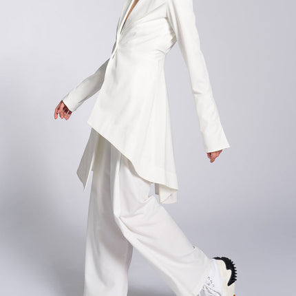 Irregular Hem Jacket & Pants Suit