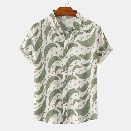 Floral Short Sleeve Printed Shirt Men