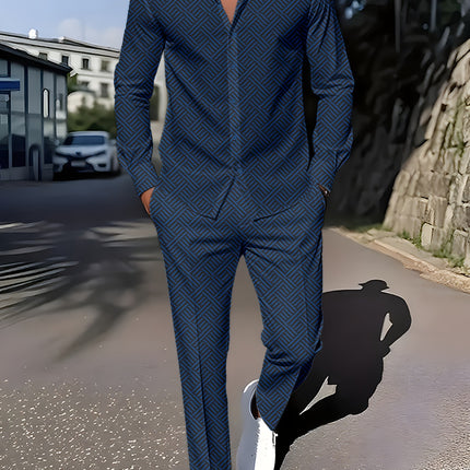 Spring And Autumn Plaid Square Grain Printing Comfortable Basic Commuting Men's Suit