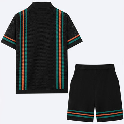 Men's Hollow-Out Short-Sleeve Knitted Sweater Set