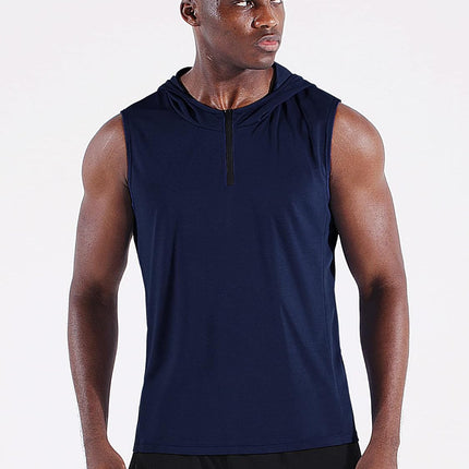 Men'S Running Tank Tops 3 Pack Sleeveless Workout Athletic Shirts with Hoods