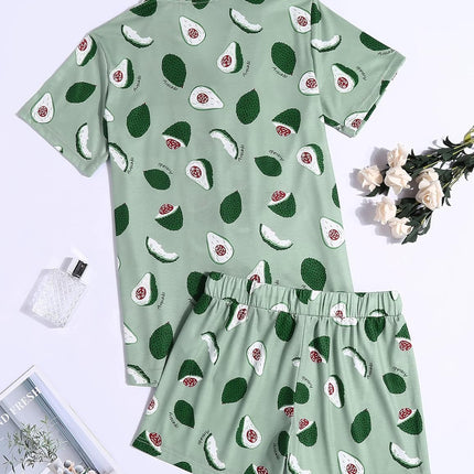 Sleepwear Womens Pajama Set Short Sleeve Pjs Button down Nightwear Soft Loungewear XS-XXL