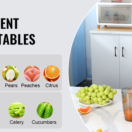 VEVOR Masticating Juicer Cold Press Juicer Machine 2.6" Large Feed Chute Slow Juicer Juice Extractor Maker with High Juice Yield